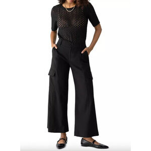 SANCTUARY Pants Size 24 NEW Black Rebel Wide Leg Crop Pockets Cargo